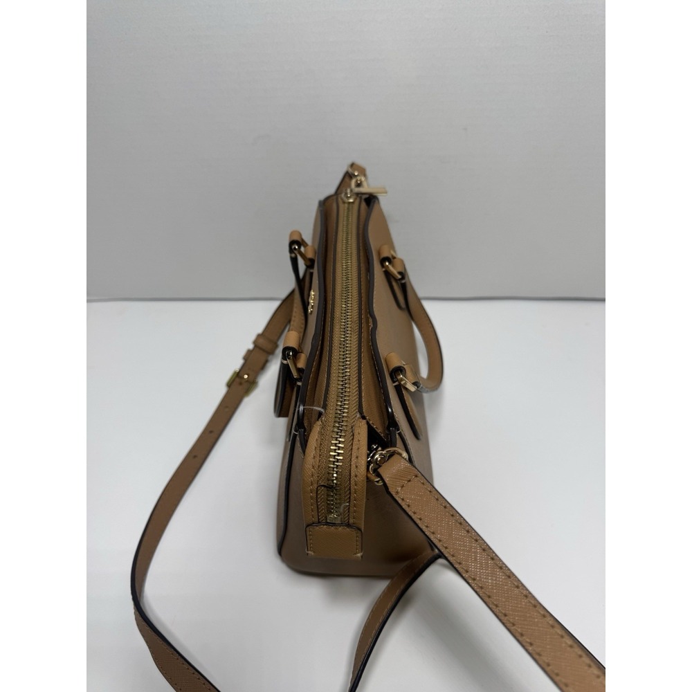 Tory Burch Emerson Mini Top Zip Tan Camel Purse Tote Bag with Strap - Picture 4 of 6